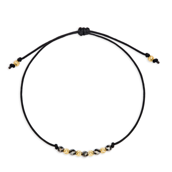 Textilarmband mit 6 Goldkugeln Gold 333/000