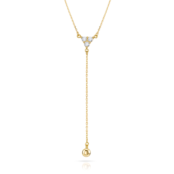Y-Collier 3 Zirkonia und Kugel Gold 333/000