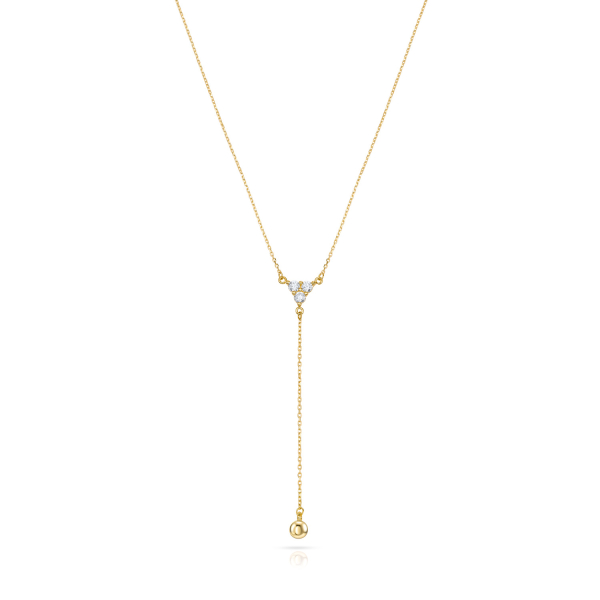 Y-Collier 3 Zirkonia und Kugel Gold 333/000