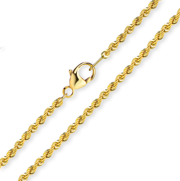 Kordelkette 2.2mm breit massiv 45cm lang Gold 585/000