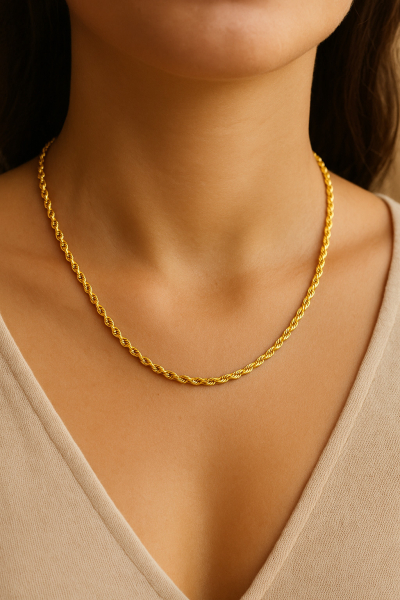 Kordelkette 2.2mm breit massiv 45cm lang Gold 585/000