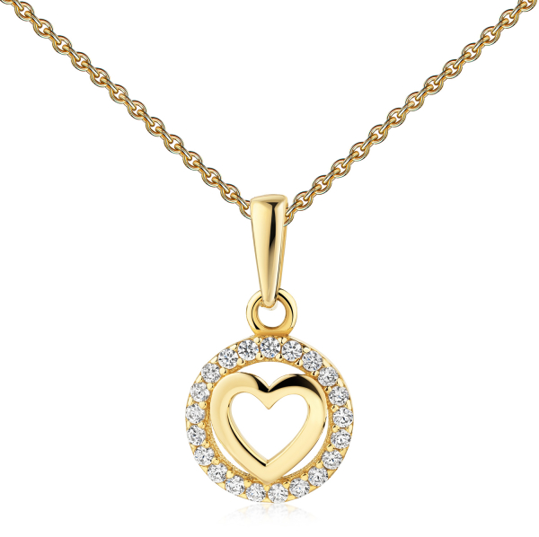 Anhänger Herz mit 21 Zirkonia Gold 333/000