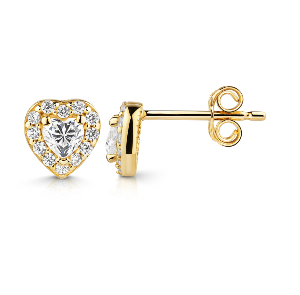 Ohrstecker Herzen mit 26 Zirkonia Gold 333/000