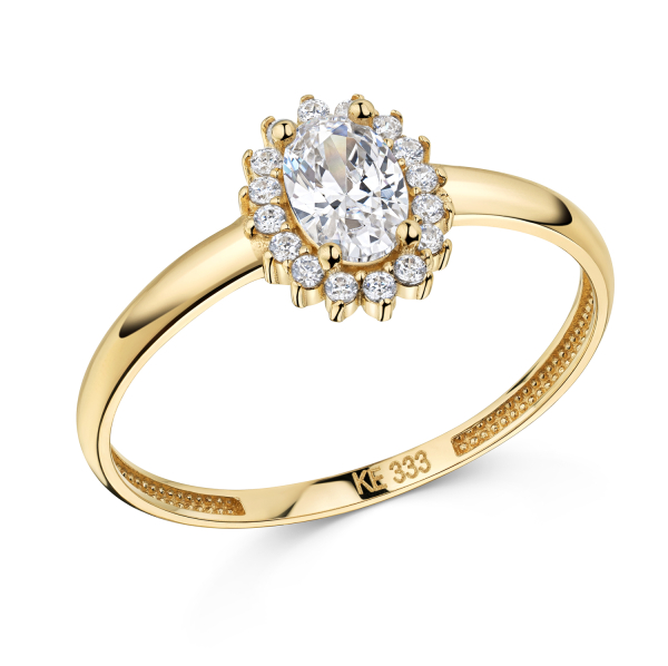 Damenring mit 17 Zirkonia Gold 333/000