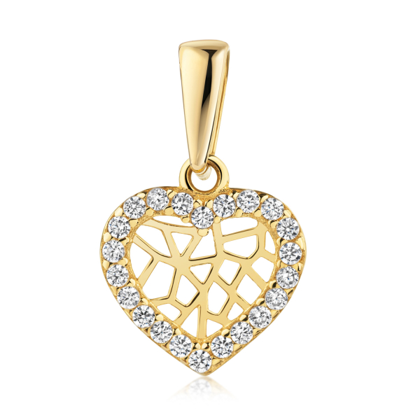 Anhänger Herz mit 22 Zirkonia Gold 333/000