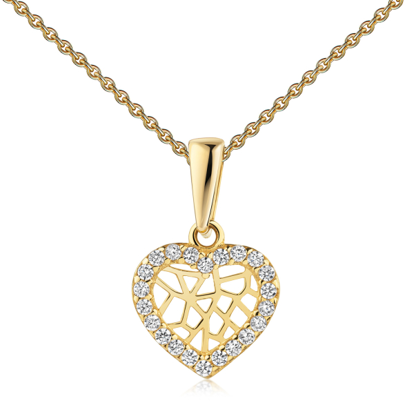 Anhänger Herz mit 22 Zirkonia Gold 333/000