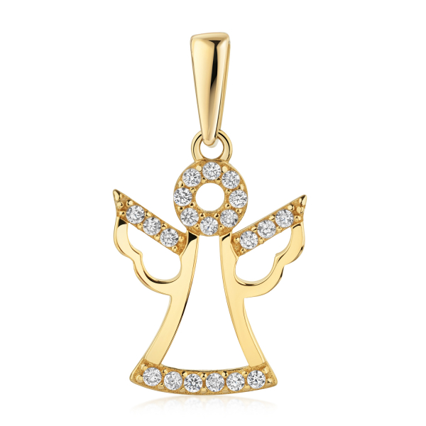 Anhänger Engel mit 20 Zirkonia Gold 333/000