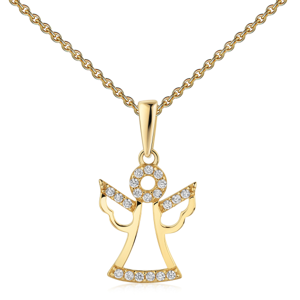Anhänger Engel mit 20 Zirkonia Gold 333/000