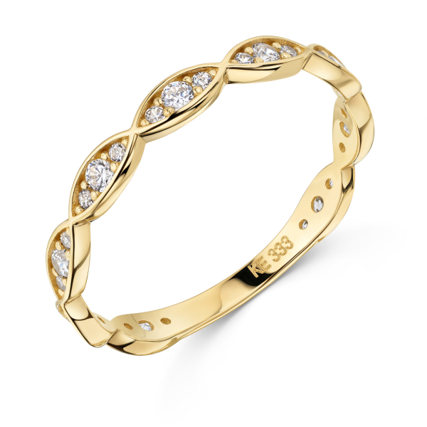 Damenring mit 27 Zirkonia Gold 333/000