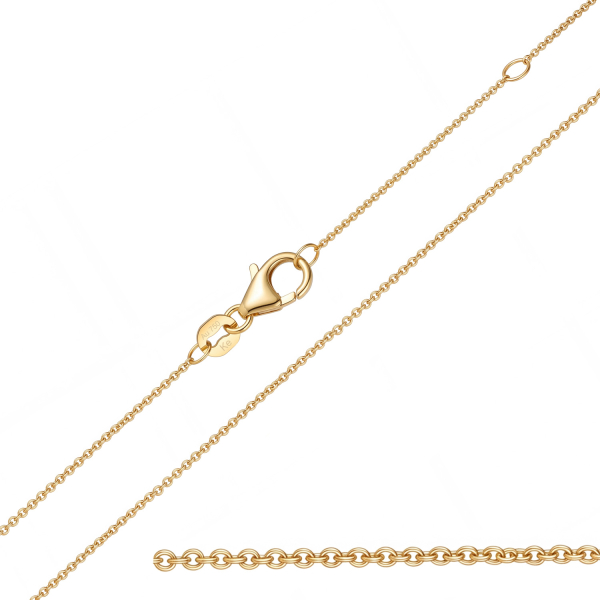 Ankerkette rund 750 Gold 0,8 mm breit 45 cm lang, verstellbar auf 42 cm