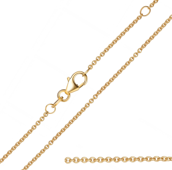 Ankerkette rund 750 Gold 1,5 mm breit 45 cm lang, verstellbar auf 42 cm
