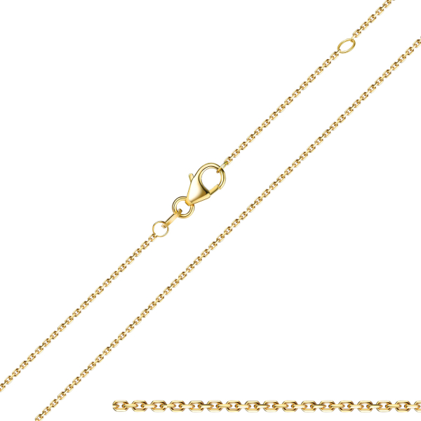 Ankerkette diamantiert 750 Gold 0,8 mm breit 45 cm lang, verstellbar auf 42 cm