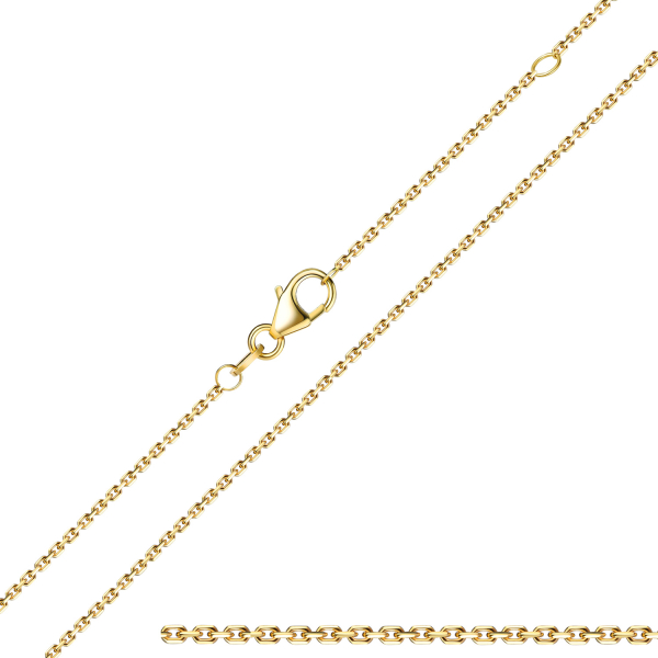 Ankerkette diamantiert 750 Gold 1,3 mm breit 45 cm lang, verstellbar auf 42 cm