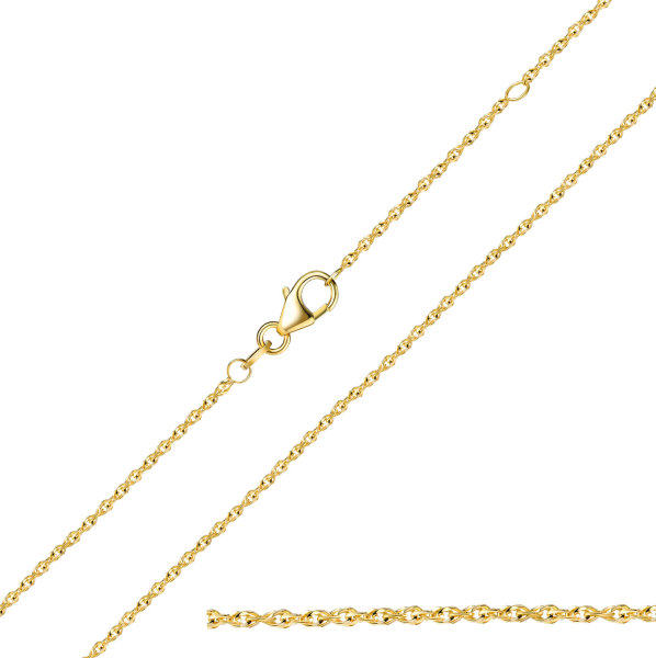 Singapurkette diamantiert 750 Gold 1,0 mm breit 45 cm lang, verstellbar auf 42 cm