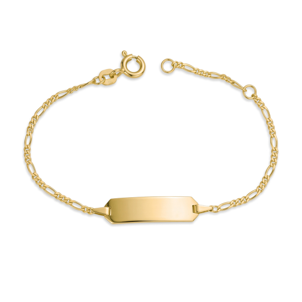 Kinder-ID-Schildarmband 333 Gold 14 cm, verstellbar auf 12 cm
