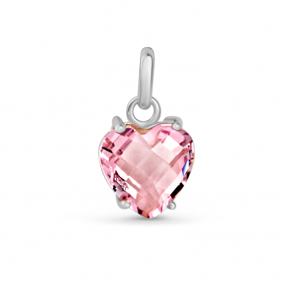 Anhänger Herz Kristallglas rosa Silber 925/000 rhodiniert