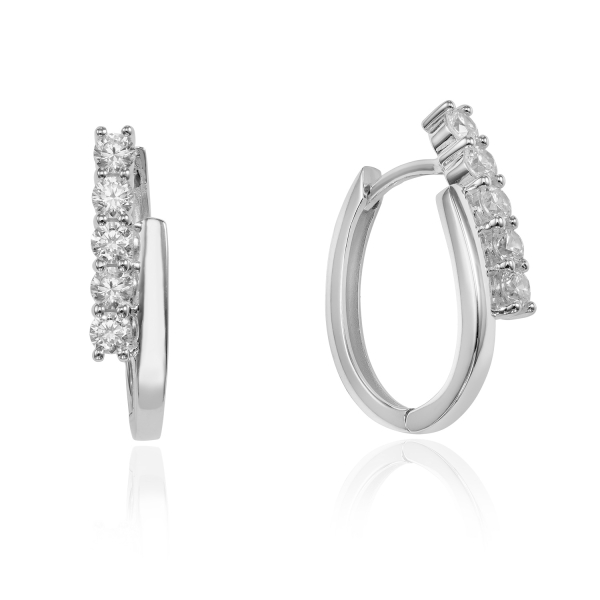 Klappcreolen mit 10 Zirkonia Silber 925/000 rhodiniert