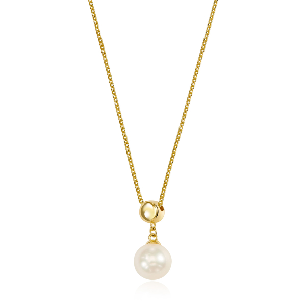 Collier mit Süßwasser-Zuchtperle 7,5-8mm Silber 925/000 vergoldet