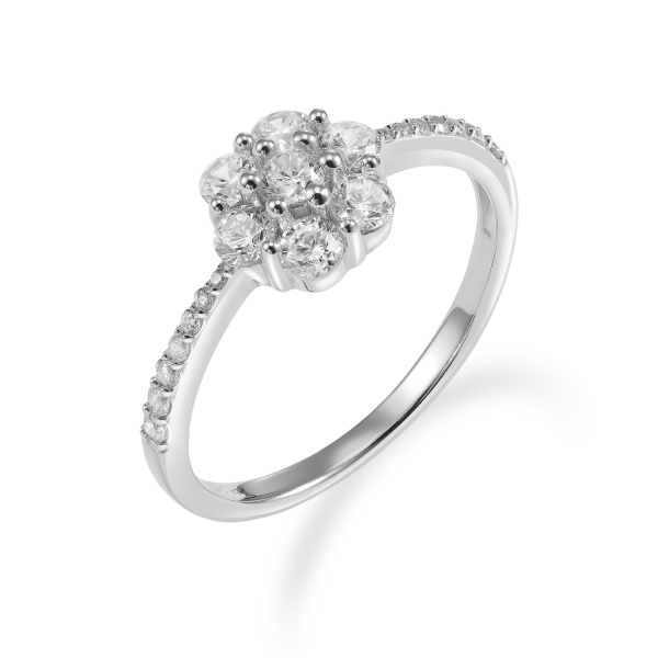 Damenring mit 21 Zirkonia Silber 925/000 rhodiniert