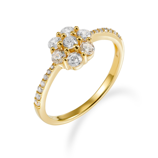 Damenring mit 21 Zirkonia Silber 925/000 vergoldet