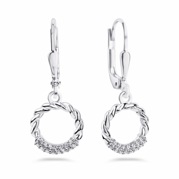 Ohrhänger twisted mit 30 Zirkonia Silber 925/000 rhodiniert
