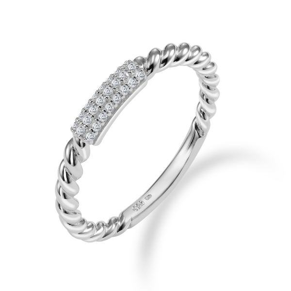 Ring twisted 24 Zirkonia Silber 925/000 rhodiniert