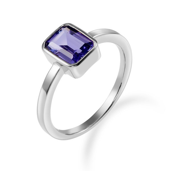 Damenring mit Zirkonia Tansanit Silber 925/000 rhodiniert