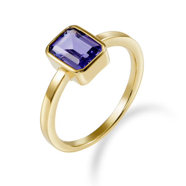 Damenring mit Zirkonia Tansanit Silber 925/000 vergoldet