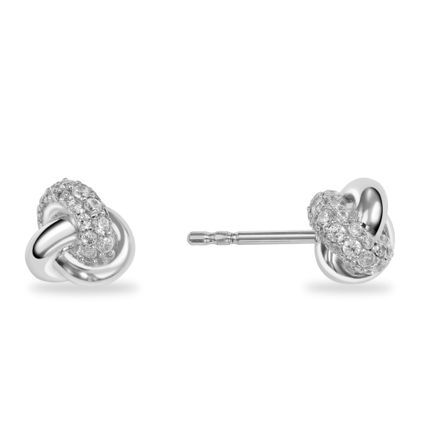 Ohrstecker Knoten mit 58 Zirkonia Silber 925/000 rhodiniert