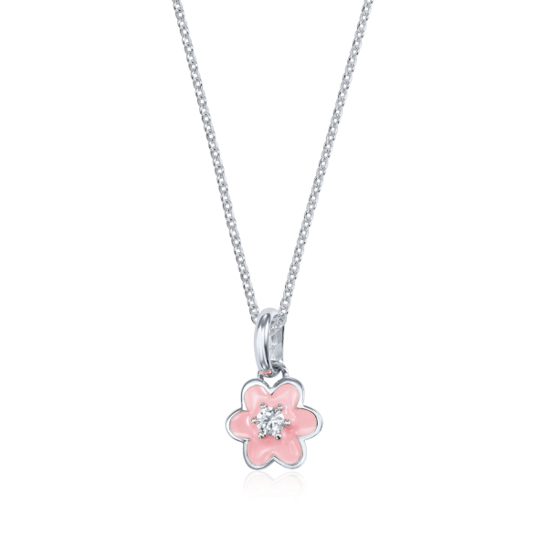 Anhänger Blume mit Zirkonia/Lack pink Silber 925/000 rhodiniert