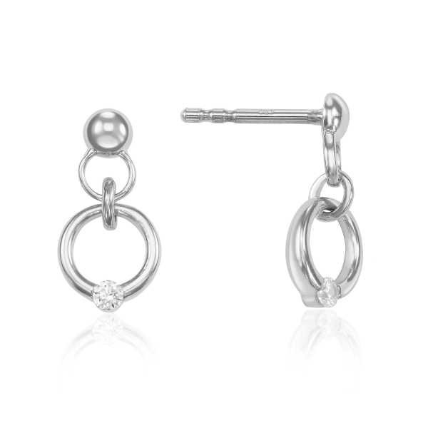Ohrstecker Kreise mit Zirkonia Silber 925/000 rhodiniert