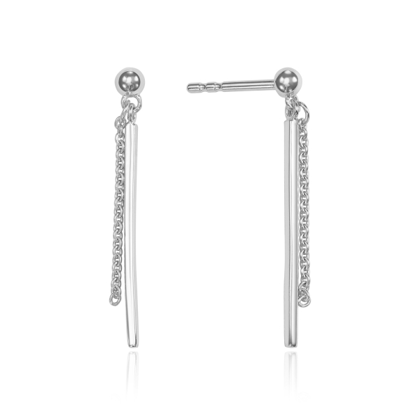 Ohrstecker Stab/Kette Silber 925/000 rhodiniert