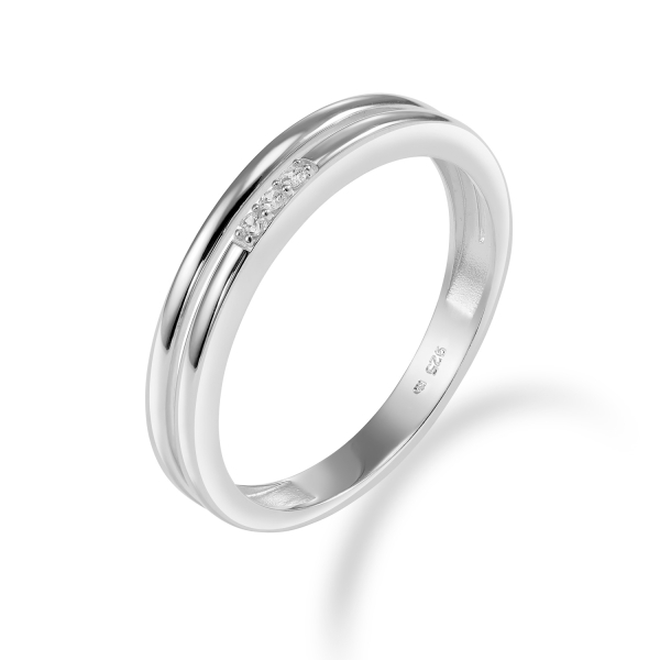 Damenring 3 Zirkonia Silber 925/000 rhodiniert