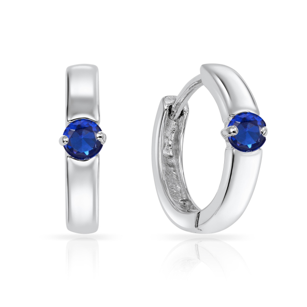 Klappcreolen 14mm Zirkonia safirblau Silber 925/000