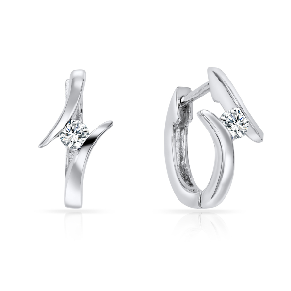 Klappcreolen 13mm mit Zirkonia weiss Silber 925/000