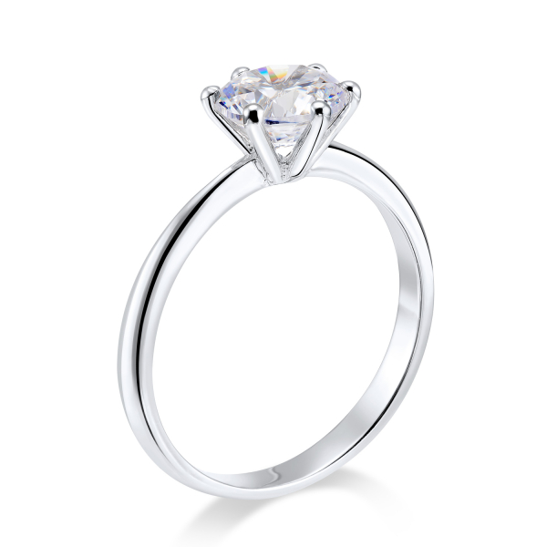Ring Solitär Zirkonia 7mm Silber 925/000 rhodiniert