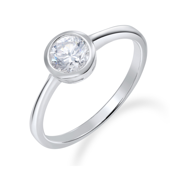 Ring Solitär Zirkonia 5mm Silber 925/000 rhodiniert