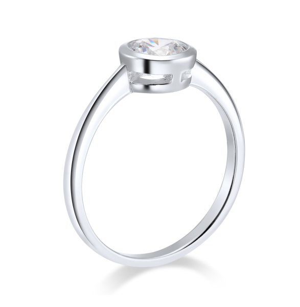 Ring Solitär Zirkonia 5mm Silber 925/000 rhodiniert