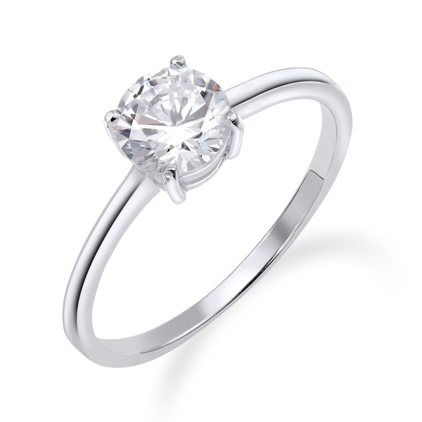 Ring Solitär Zirkonia 5mm Silber 925/000 rhodiniert
