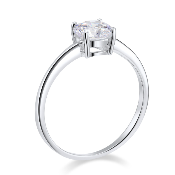Ring Solitär Zirkonia 5mm Silber 925/000 rhodiniert