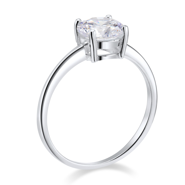 Ring Solitär Zirkonia 7mm Silber 925/000 rhodiniert
