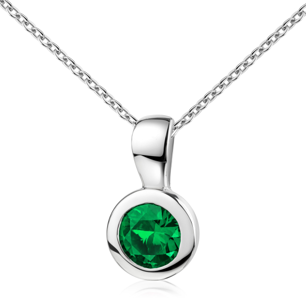 Anhänger Ø 7mm mit Zirkonia grün Ø 5mm Silber 925/000 rhodiniert