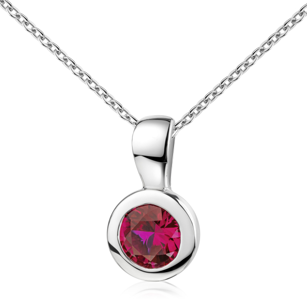 Anhänger Ø 7mm mit Zirkonia rot Ø 5mm Silber 925/000 rhodiniert