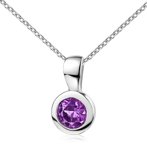 Anhänger Ø 7mm mit Zirkonia amethystfaben Ø 5mm Silber 925/000 rhodiniert