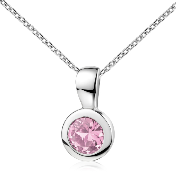 Anhänger Ø 7mm mit Zirkonia rosa Ø 5mm Silber 925/000 rhodiniert