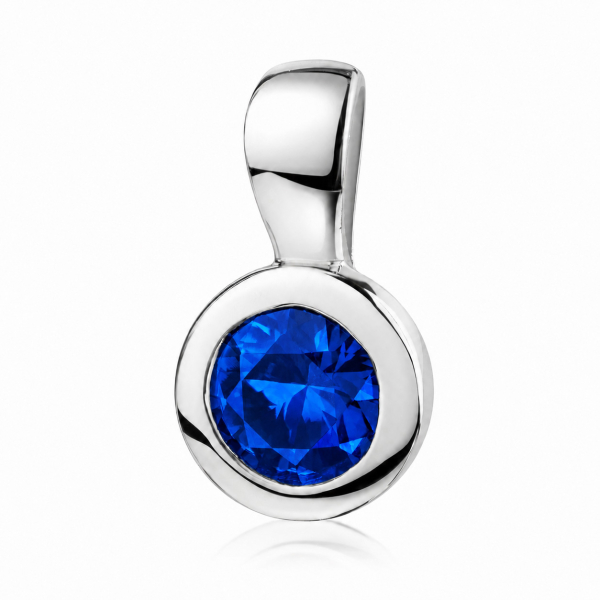 Anhänger Ø 7mm mit Zirkonia blau Ø 5mm Silber 925/000 rhodiniert