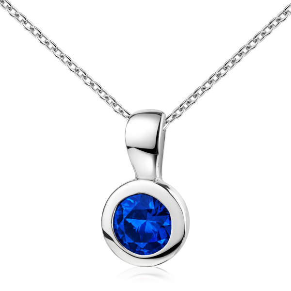Preview: Anhänger Ø 7mm mit Zirkonia blau Ø 5mm Silber 925/000 rhodiniert