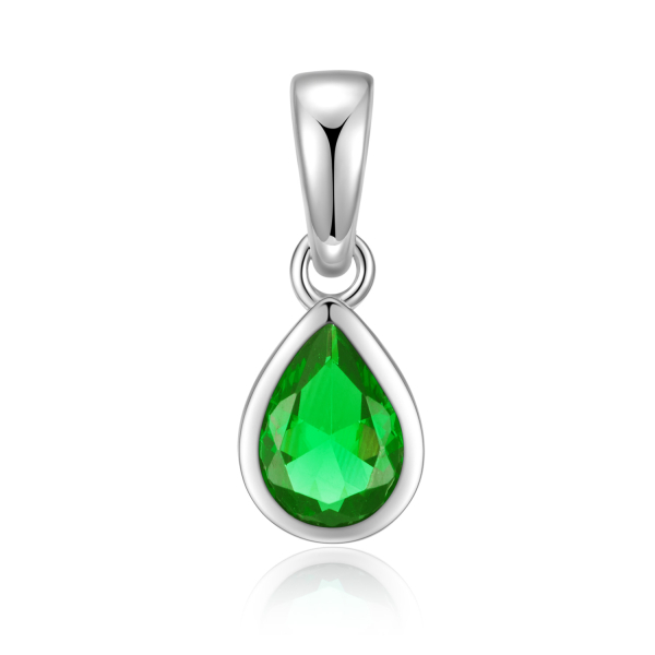 Anhänger Tropfen mit Zirkonia smaragdgrün Silber 925/000 rhodiniert