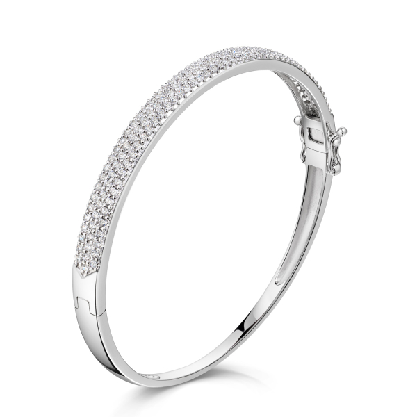 Armreif 65mm mit 140 Zirkonia Silber 925/000 rhodiniert