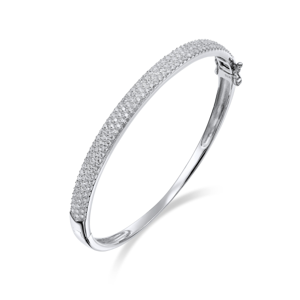 Armreif 65mm mit 140 Zirkonia Silber 925/000 rhodiniert